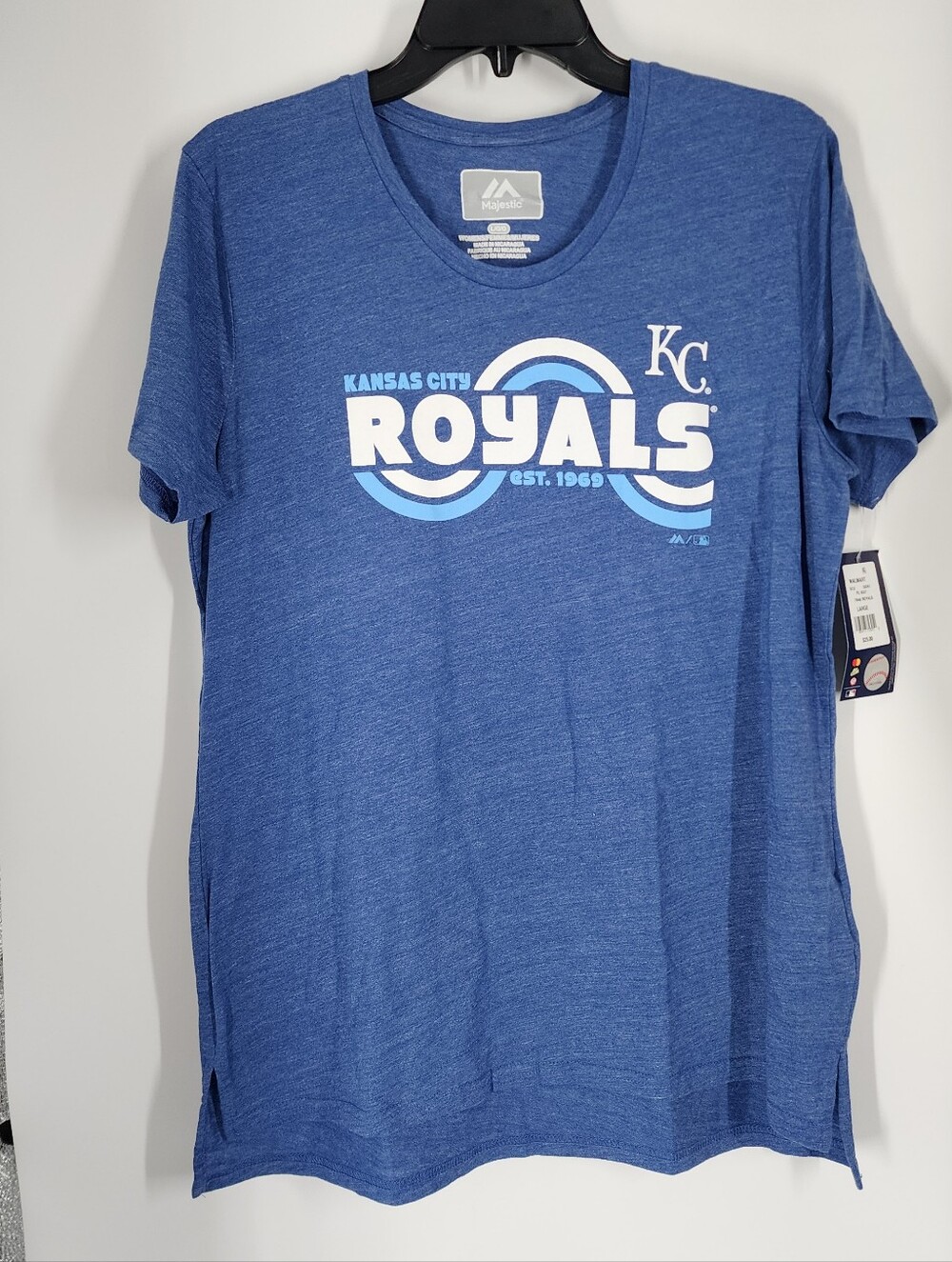 NEW Kansas City Royals Size Large Shirt Sleeve Tee Shirt Blue Baseball